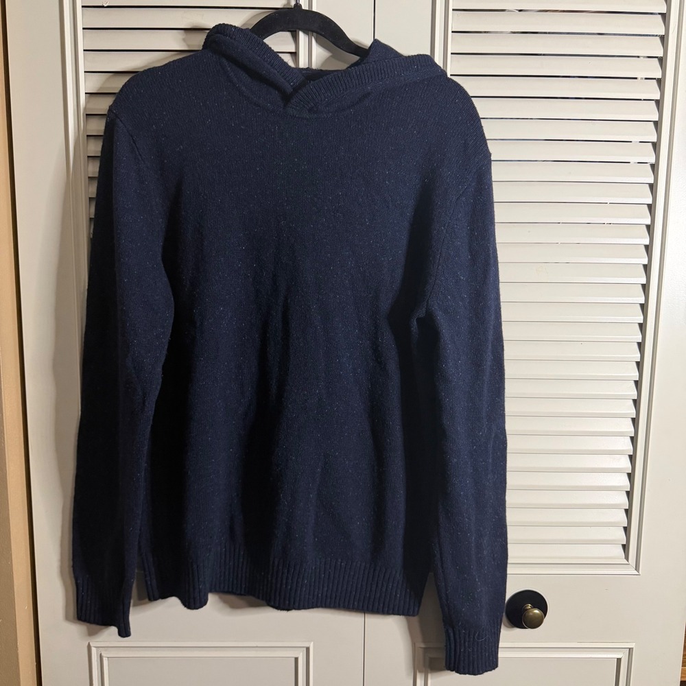 Banana Republic Navy Blue Wool Blend Italian Yarn Hooded Sweater Womens Medium